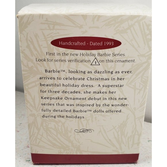 Hallmark Keepsake Ornament Holiday Barbie 1993 Collector's Series Red Dress - Picture 7 of 9